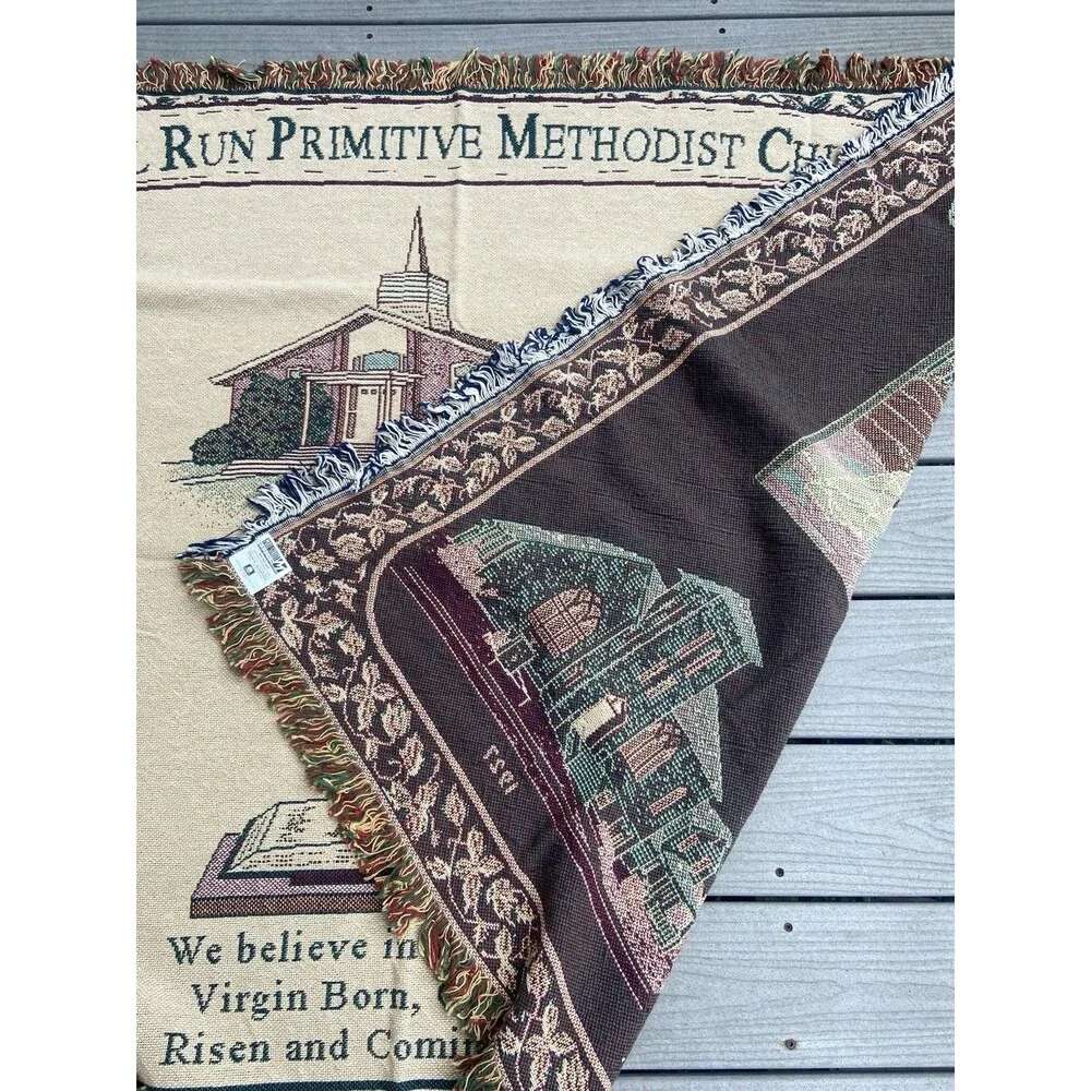 VTG Mill St Design Christian Tapestry Throw Blanket Laurel Run Methodist Church